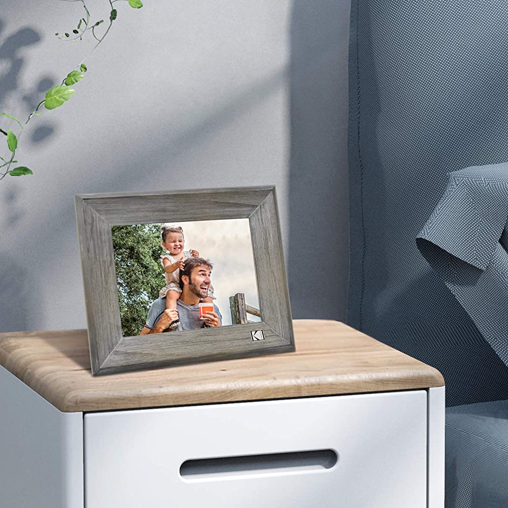 Kodak Classic Digital Photo Frame Wood on bedside table