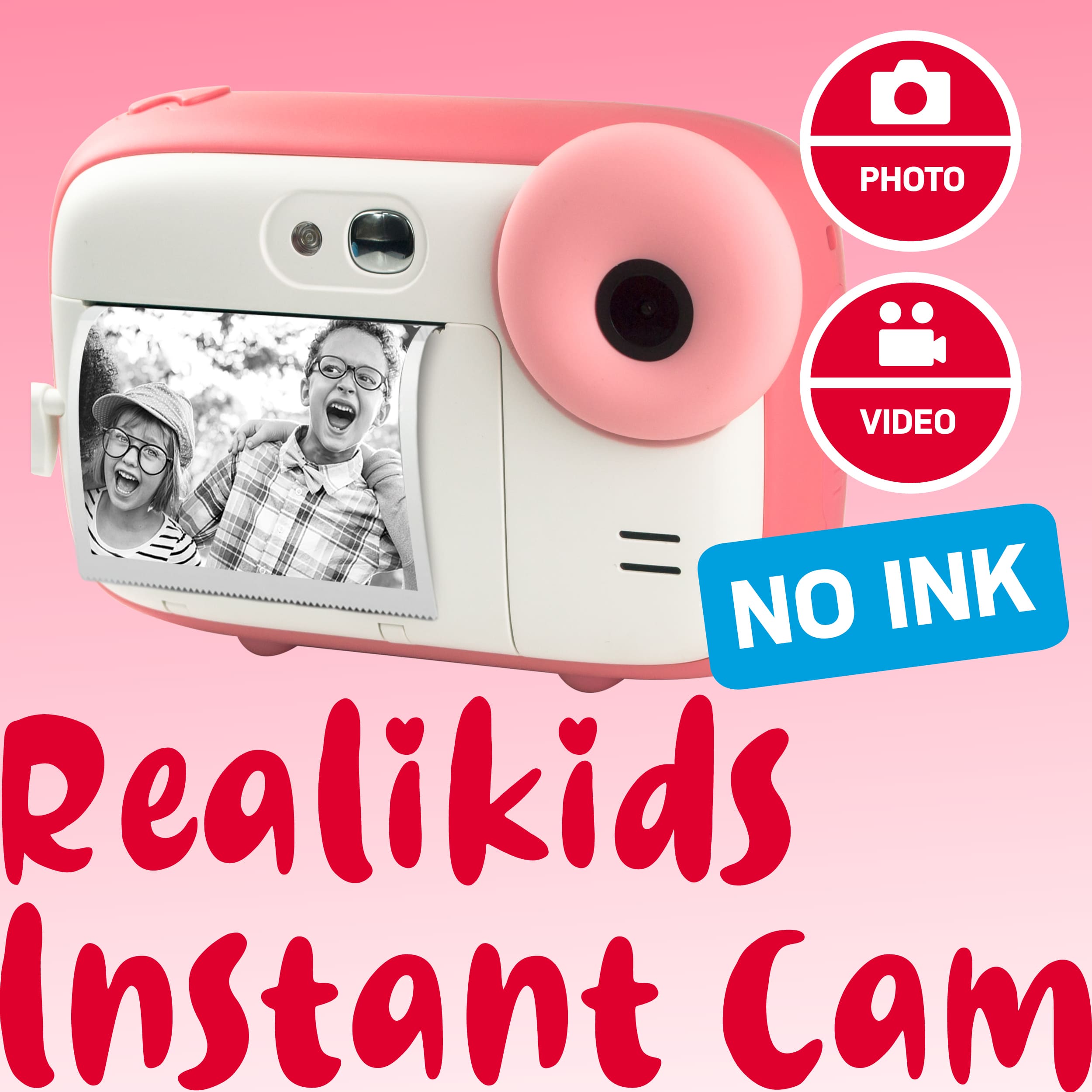 AgfaPhoto Realikids Instant Cam, 15MP Childrens Digital Camera with Inkless Printing