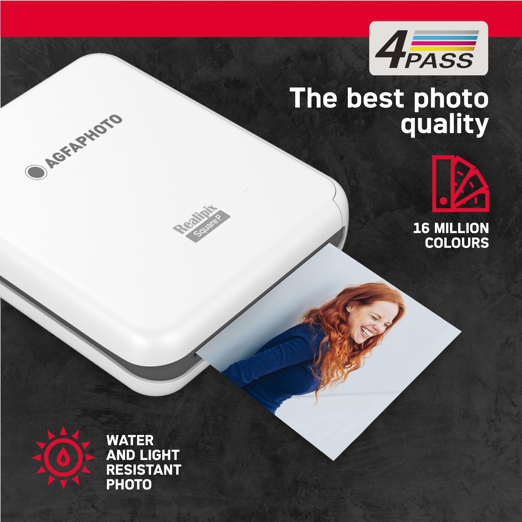 AgfaPhoto Realipix Square P (76 x 76 mm) Wireless Portable Photo Printer white
