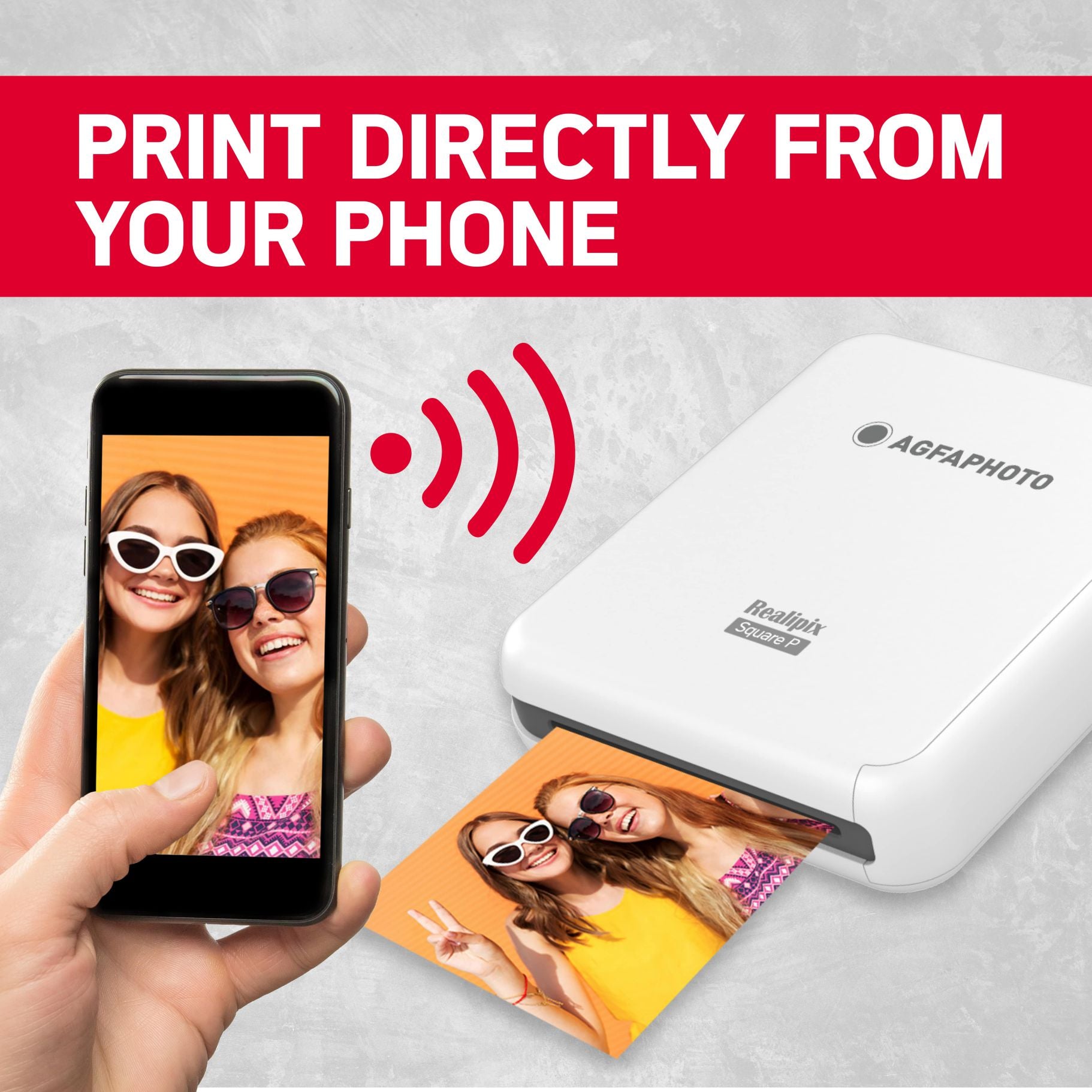 AgfaPhoto Realipix Square P (76 x 76 mm) Wireless Portable Photo Printer controlled by phone app