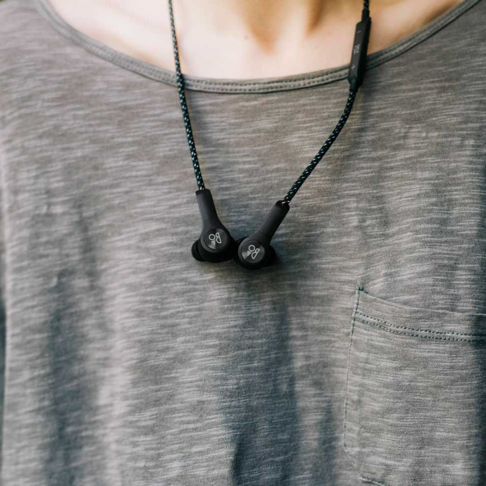 Bang & Olufsen Beoplay H5 Splash and Dust Proof Wireless Earphones hang around your neck