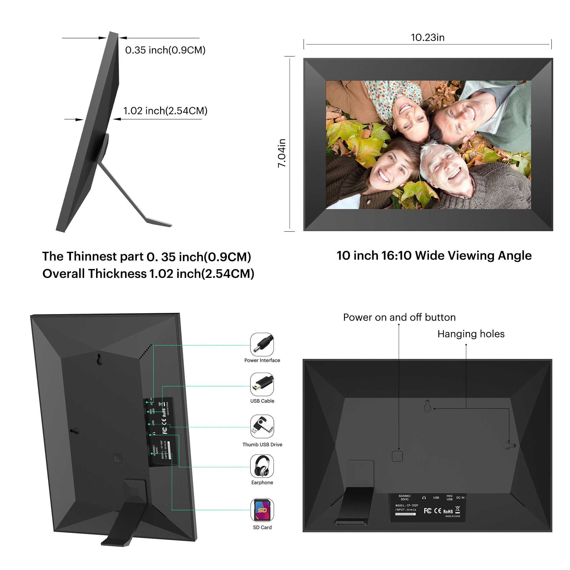 KODAK 10.1-inch Classic Digital Photo Frame CF102P, Wi-Fi Enabled, HD Touch-Screen Display with Automatic Rotation, Music, Video, Weather and Calendar