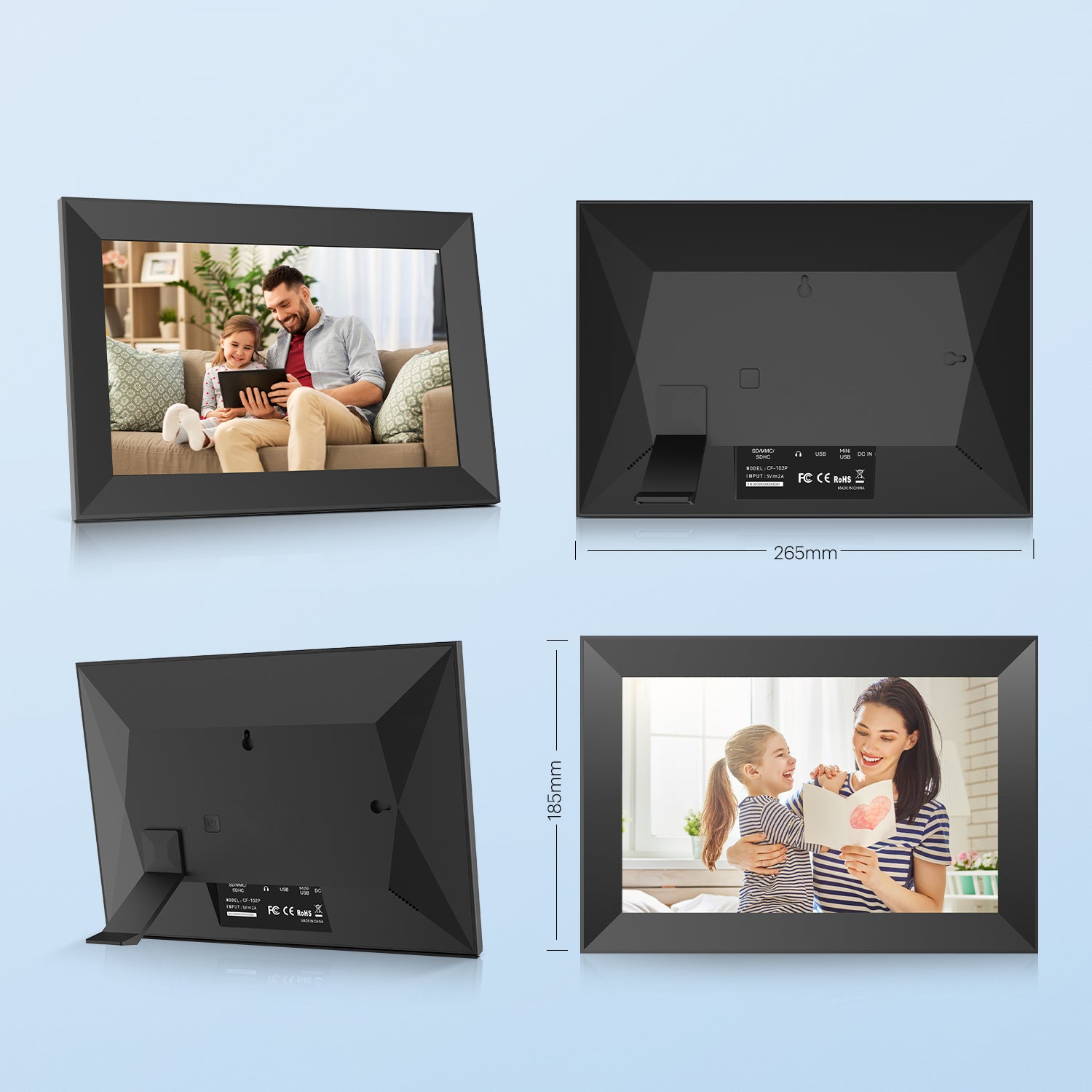 KODAK 10.1-inch Classic Digital Photo Frame CF102P, Wi-Fi Enabled, HD Touch-Screen Display with Automatic Rotation, Music, Video, Weather and Calendar