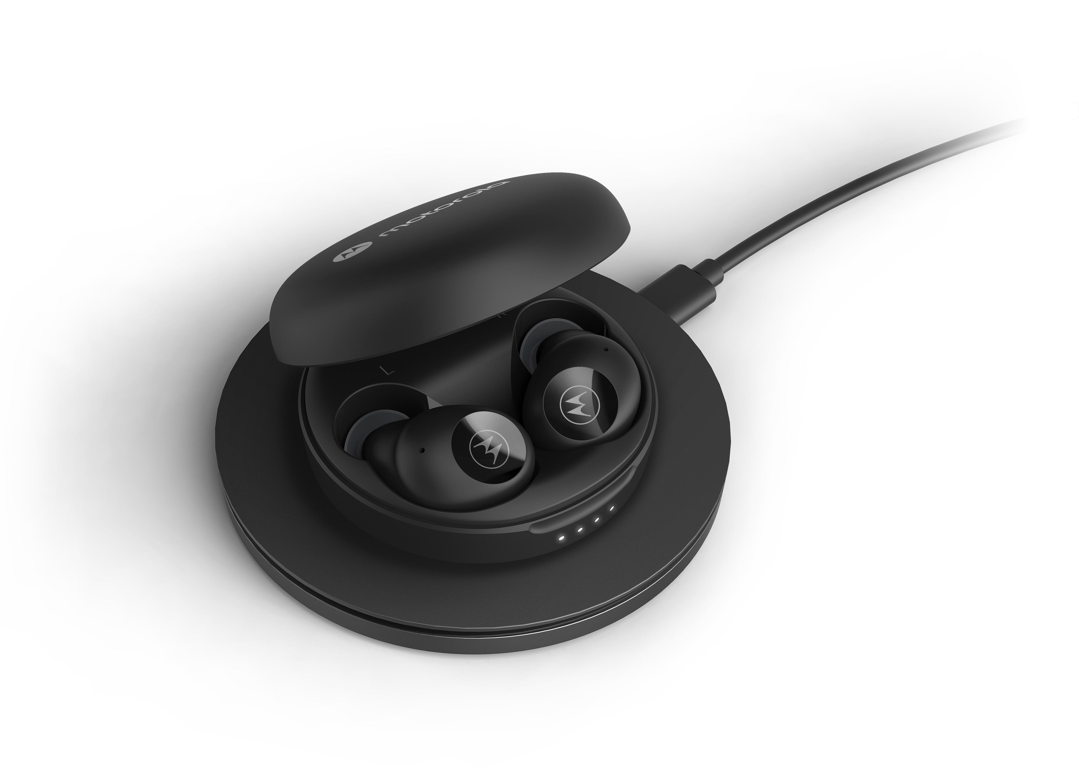 Motorola MOTO BUDS 250 True Wireless Bluetooth Earbuds IPX5 Water Resistant with Wireless Charging Case