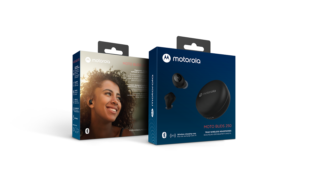 Motorola MOTO BUDS 250 True Wireless Bluetooth Earbuds IPX5 Water Resistant with Wireless Charging Case