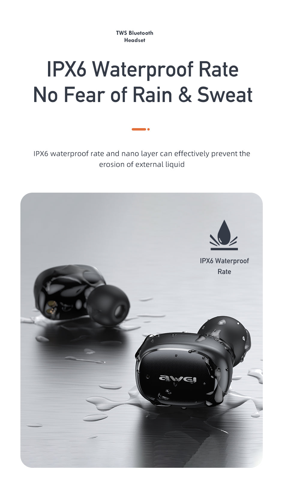 Awei T13 Pro Waterproof Wireless Earbuds with 30 Hours Playtime - BRAND PROMOTION OFFER!