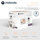 Motorola VM855 CONNECT, Secure 5" Portable Wi-Fi Video/Audio Baby Monitor With Crib Mount