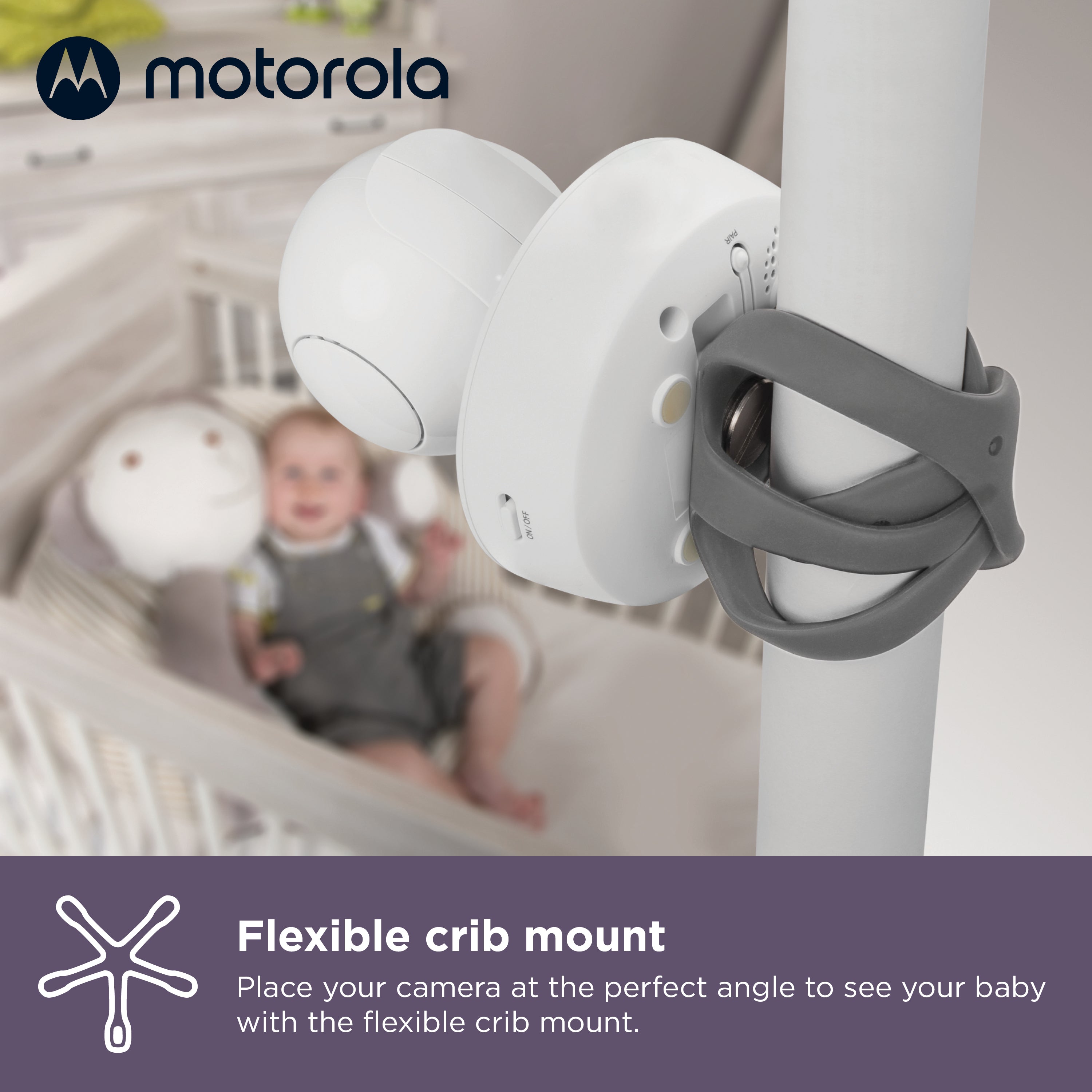 Motorola VM855 CONNECT, Secure 5" Portable Wi-Fi Video/Audio Baby Monitor With Crib Mount