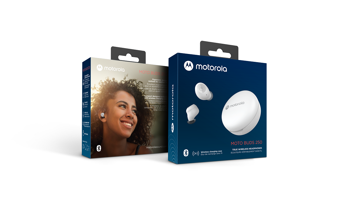 Motorola MOTO BUDS 250 True Wireless Bluetooth Earbuds IPX5 Water Resistant with Wireless Charging Case