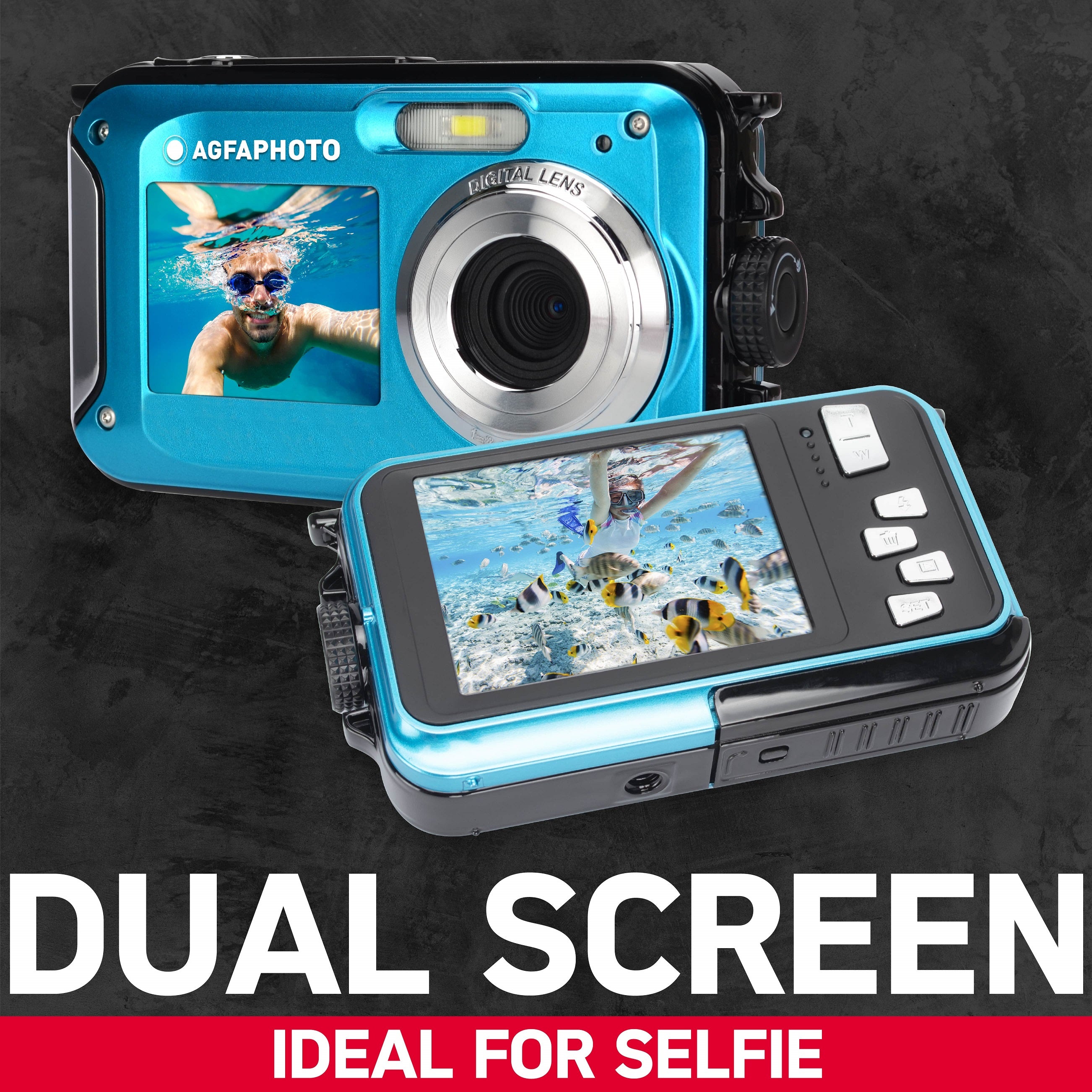 AGFAPHOTO 24MP Waterproof Compact Zoom Digital Camera with Dual LCD and Full HD Video Recording, Realishot WP8000