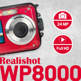 AGFAPHOTO 24MP Waterproof Compact Zoom Digital Camera with Dual LCD and Full HD Video Recording, Realishot WP8000