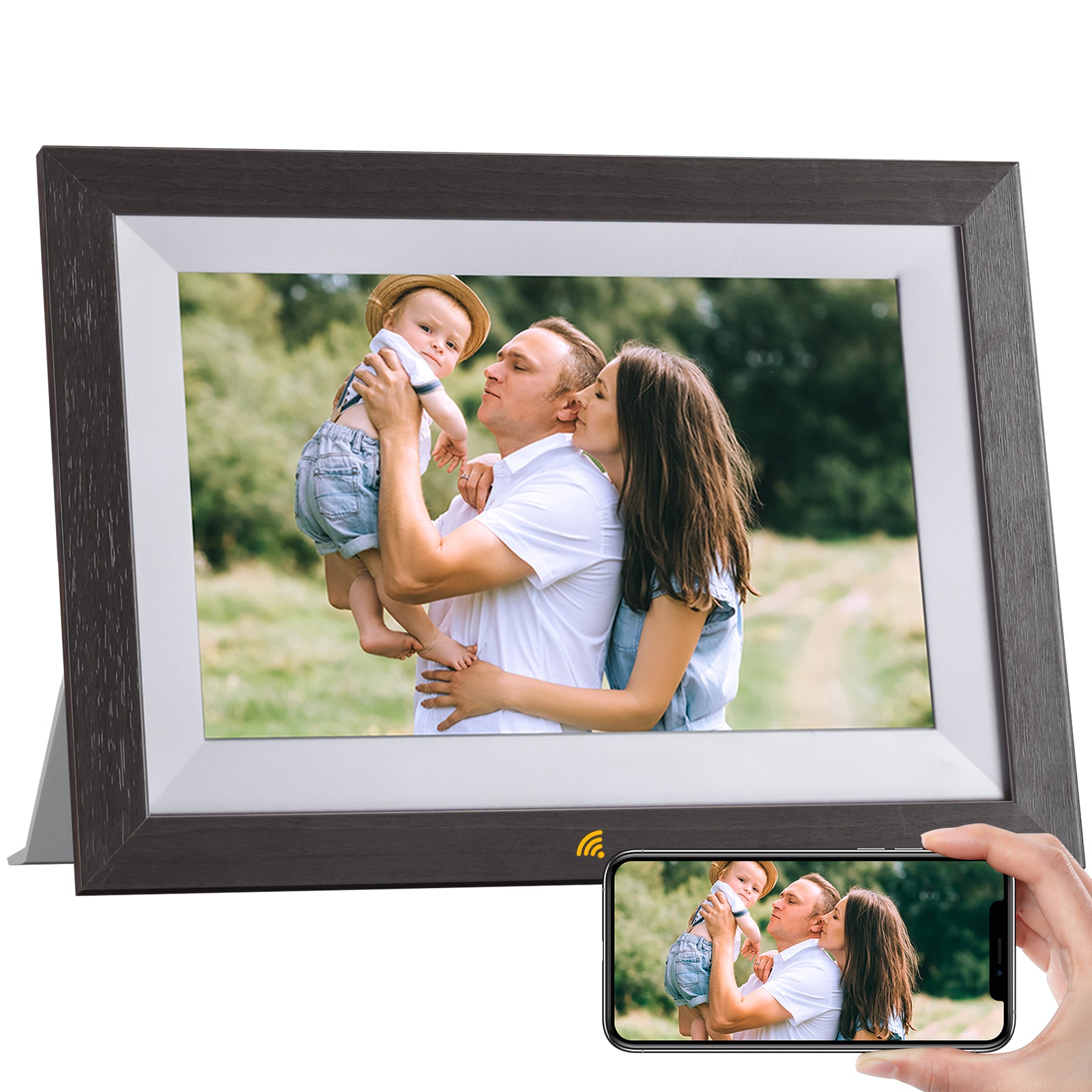 Kodak Classic Wooden Digital Photo Frame 1012W, 10.1 inch Touchscreen, WiFi Enabled, 16GB Internal Memory extendable with Memory Card (Black)