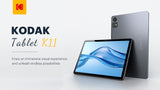 KODAK 11" Android 15 Tablet – 4GB RAM, 128GB Storage (Expandable to 1TB), 16MP Dual Camera, 1200x1920 FHD Display, 8000mAh Battery, Metal Body, Face Unlock