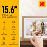 KODAK 15.6-inch Wi-Fi Enabled Digital Photo with Natural Wooden Frame with IPS Touchscreen and 32GB Built-in Memory Compatible with iOS and Android Smartphones Model RCF-1561W (Burlywood)