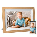 KODAK Classic Photo Frame 10-inch Wi-Fi Enabled RCF-1012W in Natural Wooden Frame Bundled with Two Extra Frames in Black and White 32GB Internal Memory, 10GB Cloud Storage