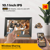 KODAK CF102P 10.1-Inch Smart Digital Photo Frame, 32GB HD Touchscreen, Wi-Fi Enabled, Auto-Rotation, Music & Video Playback, Weather & Calendar Display