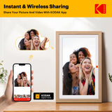 KODAK 15.6-inch Wi-Fi Enabled Digital Photo with Natural Wooden Frame with IPS Touchscreen and 32GB Built-in Memory Compatible with iOS and Android Smartphones Model RCF-1561W (Burlywood)