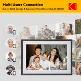 KODAK 10.1-Inch Classic Wi-Fi Digital Photo Frame Bundle, 32GB Touchscreen, FREE 64GB KODAK SD Card and Bonus White Interchangeable Frame
