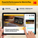 KODAK 11" Android 15 Tablet – 4GB RAM, 128GB Storage (Expandable to 1TB), 16MP Dual Camera, 1200x1920 FHD Display, 8000mAh Battery, Metal Body, Face Unlock