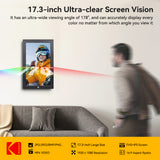 KODAK 17.3-inch Wi-Fi Enabled Digital Photo Frame WF173V, 32GB Internal Memory Wooden Frame with Photo, Video, Clock, Calendar, Weather and SD Card, USB and 3.5 Earphone Ports (Remote Control Incl.)