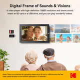 KODAK 17.3-inch Wi-Fi Enabled Digital Photo Frame WF173V, 32GB Internal Memory Wooden Frame with Photo, Video, Clock, Calendar, Weather and SD Card, USB and 3.5 Earphone Ports (Remote Control Incl.)