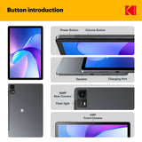KODAK 11" Android 15 Tablet – 4GB RAM, 128GB Storage (Expandable to 1TB), 16MP Dual Camera, 1200x1920 FHD Display, 8000mAh Battery, Metal Body, Face Unlock