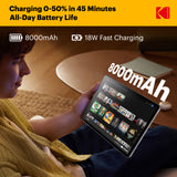 KODAK 12" Android 15 Tablet – 6GB RAM, 128GB Storage (Expandable to 1TB), 13MP Triple Camera, 1200x2000 FHD Display, 8000mAh Battery, Metal Body, Face Unlock