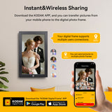 KODAK 23.8-inch Wi-Fi Enabled Digital Photo Frame WF238V, 32GB Internal Memory Wooden Frame with Photo, Video, Clock, Calendar, Weather and SD Card, USB and 3.5 Earphone Ports (Remote Control Incl.)