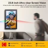 KODAK 23.8-inch Wi-Fi Enabled Digital Photo Frame WF238V, 32GB Internal Memory Wooden Frame with Photo, Video, Clock, Calendar, Weather and SD Card, USB and 3.5 Earphone Ports (Remote Control Incl.)