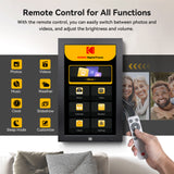 KODAK 23.8-inch Wi-Fi Enabled Digital Photo Frame WF238V, 32GB Internal Memory Wooden Frame with Photo, Video, Clock, Calendar, Weather and SD Card, USB and 3.5 Earphone Ports (Remote Control Incl.)