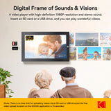 KODAK 23.8-inch Wi-Fi Enabled Digital Photo Frame WF238V, 32GB Internal Memory Wooden Frame with Photo, Video, Clock, Calendar, Weather and SD Card, USB and 3.5 Earphone Ports (Remote Control Incl.)