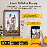 KODAK 32-inch Wi-Fi Enabled Large Wall Screen Digital Photo Frame, WF320V with 32GB Internal Memory, Wooden Frame with Photo, Video, Clock, Calendar, Weather Features and SD Card, USB and 3.5 Earphone Ports (Remote Control Incl.)