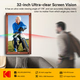 KODAK 32-inch Wi-Fi Enabled Large Wall Screen Digital Photo Frame, WF320V with 32GB Internal Memory, Wooden Frame with Photo, Video, Clock, Calendar, Weather Features and SD Card, USB and 3.5 Earphone Ports (Remote Control Incl.)