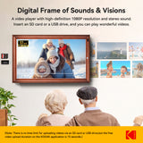 KODAK 32-inch Wi-Fi Enabled Large Wall Screen Digital Photo Frame, WF320V with 32GB Internal Memory, Wooden Frame with Photo, Video, Clock, Calendar, Weather Features and SD Card, USB and 3.5 Earphone Ports (Remote Control Incl.)