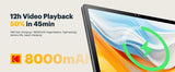 KODAK 12" Android 15 Tablet – 6GB RAM, 128GB Storage (Expandable to 1TB), 13MP Triple Camera, 1200x2000 FHD Display, 8000mAh Battery, Metal Body, Face Unlock