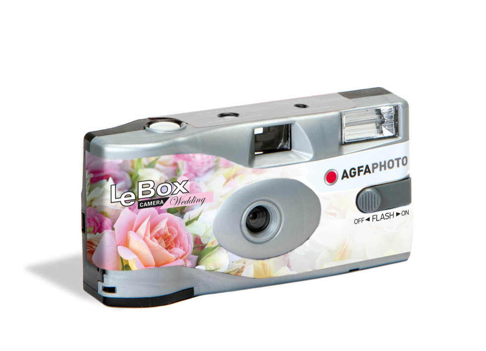 AgfaPhoto LeBox Wedding Single Use Disposable Camera with Flash, 27 Photos