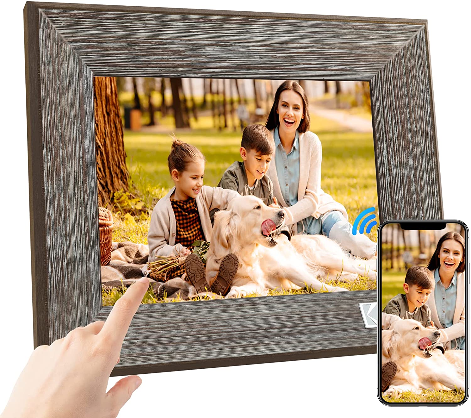 Kodak 8-inch Wi-Fi Classic Digital Photo Frame RCF-8013W, Touch Screen, Wooden Frame, 16GB Internal Memory with Music, Video, Calendar and Weather Display Features