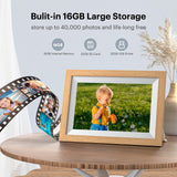 Kodak Classic Wooden Digital Photo Frame 1012W, 10.1 inch Touchscreen, WiFi Enabled, 16GB Internal Memory extendable with Memory Card