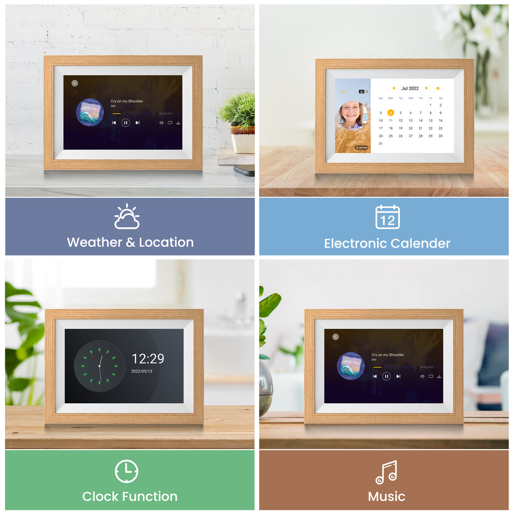 Kodak Classic Wooden Digital Photo Frame 1012W, 10.1 inch Touchscreen