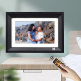 Kodak 10.1 Inch Wood Digital Picture Frame RDPF-1020V with Remote Control, IPS Screen HD Display, Auto-Rotate, Wall Mountable, Programmable Auto On/Off, Enjoy Your Precious Moment in Slideshow, Black (No Wi-Fi)