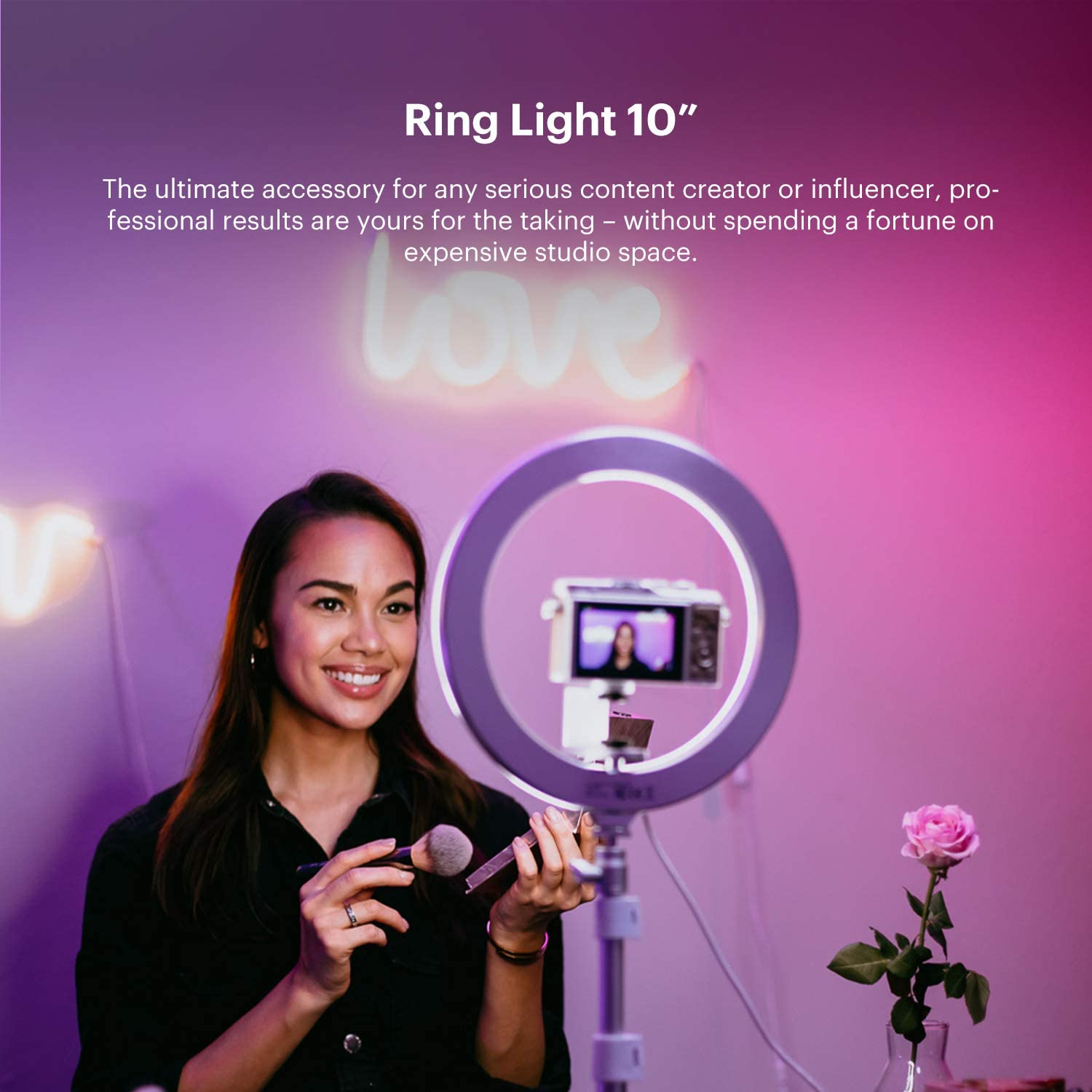 kodak premium ring light on display with female makeup artist
