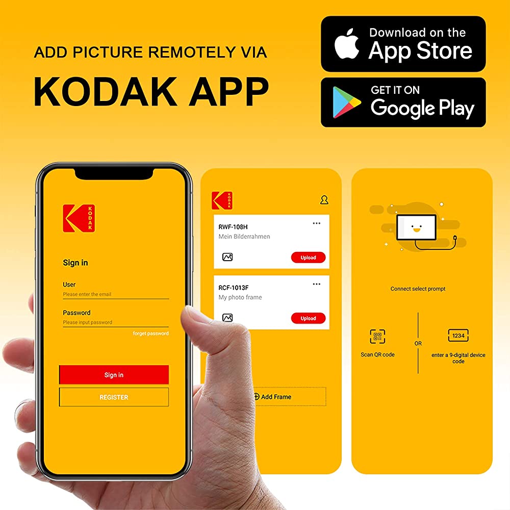 Kodak Classic Digital Photo Frame Wood connect with phone app