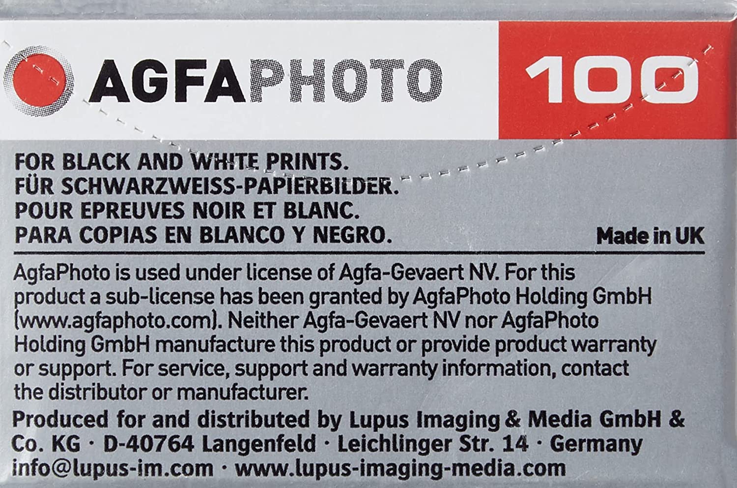 AgfaPhoto APX 100 Professional Black and White 135-36 Negative Film