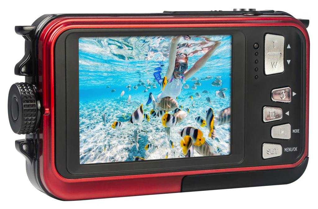 AGFAPHOTO 24MP Waterproof Compact Zoom Digital Camera with Dual LCD an
