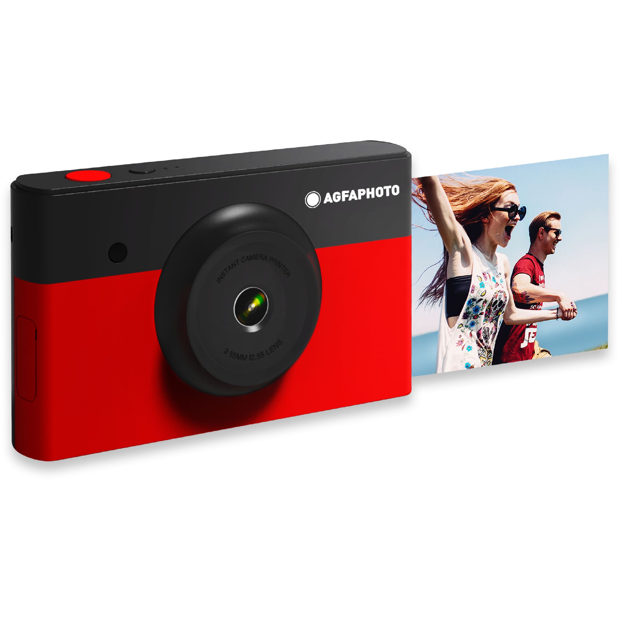 AgfaPhoto Realipix Mini S 10MP Instant Print Digital Photo Camera red and black front view