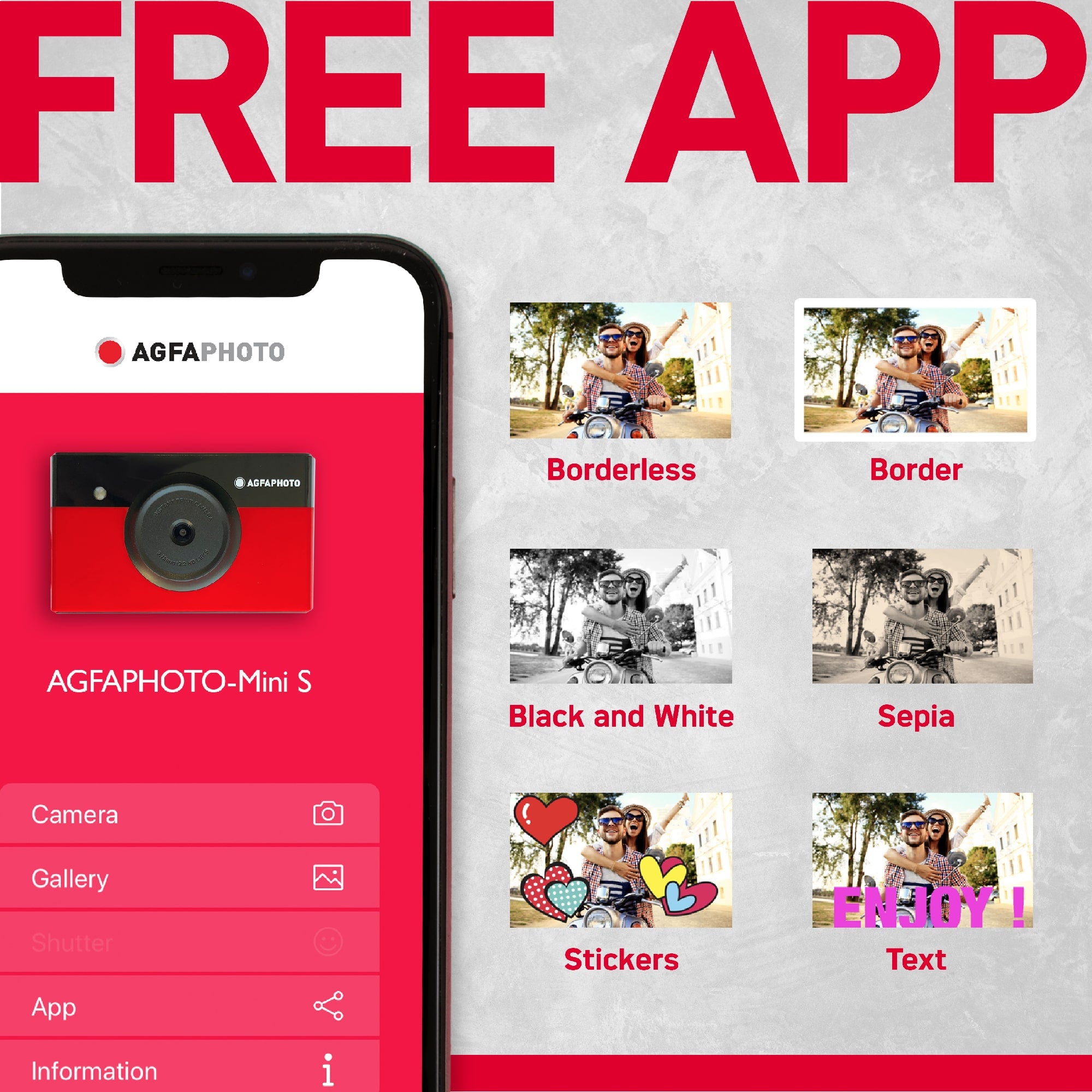 AgfaPhoto Realipix Mini S 10MP Instant Print Digital Photo Camera has a free phone app to edit photos