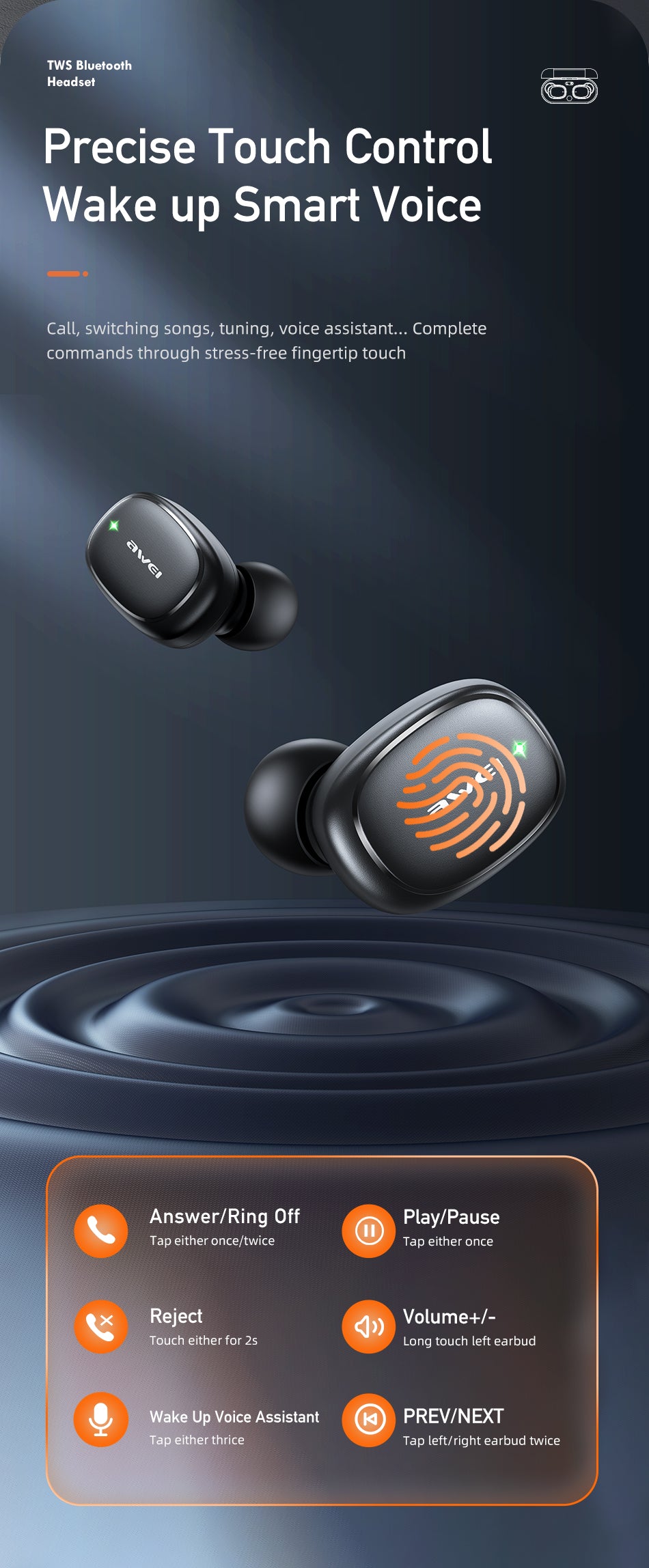 Awei T13 Pro Waterproof Wireless Earbuds with 30 Hours Playtime - BRAND PROMOTION OFFER!