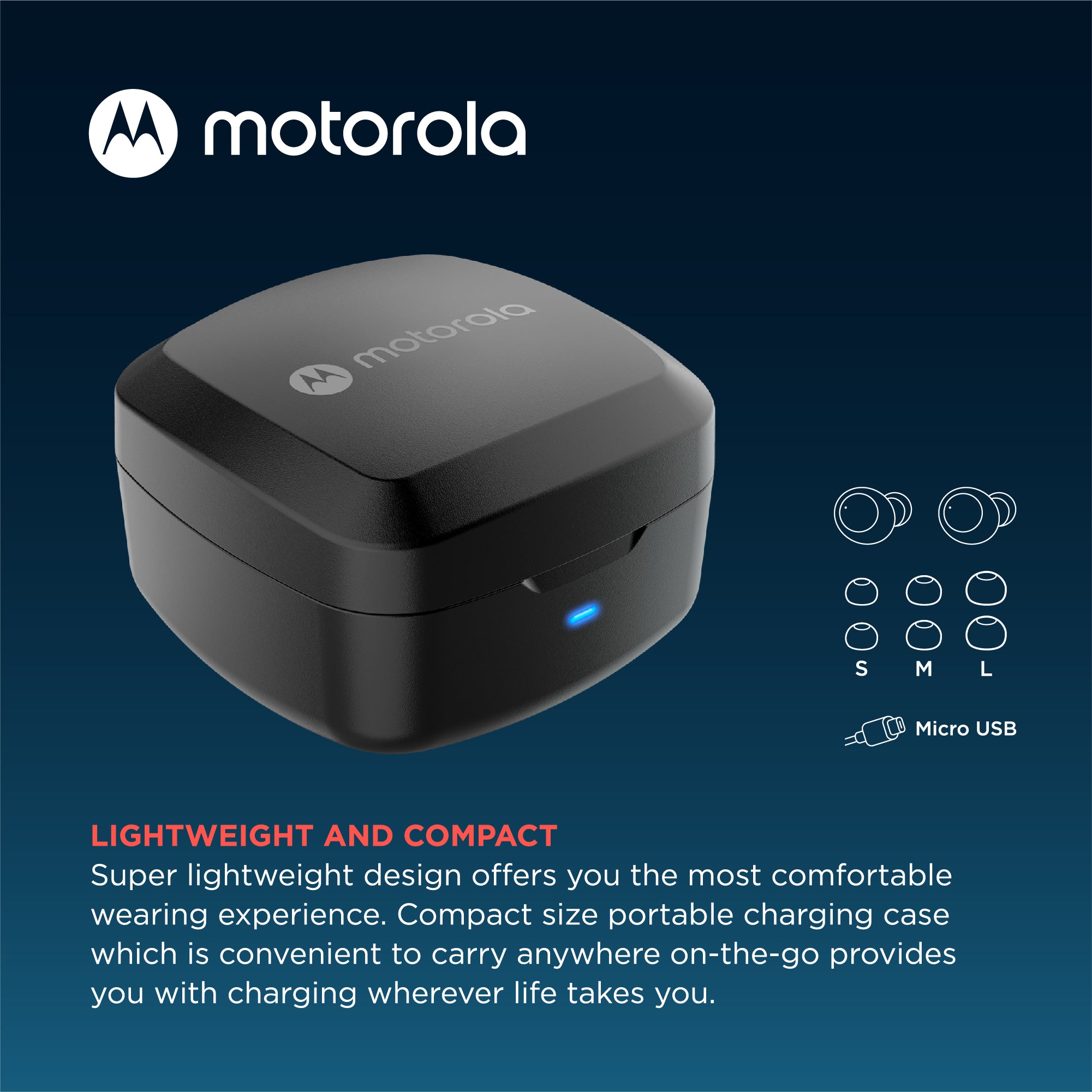 Motorola MOTO BUDS 100, IPX5 Water & Sweat Proof True Wireless Headphones